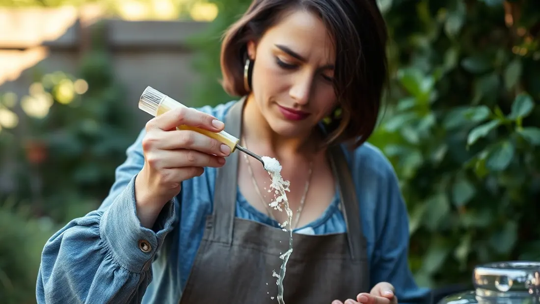 Une femme enrobant légumes avec bicarbonate de soude y vinaigre