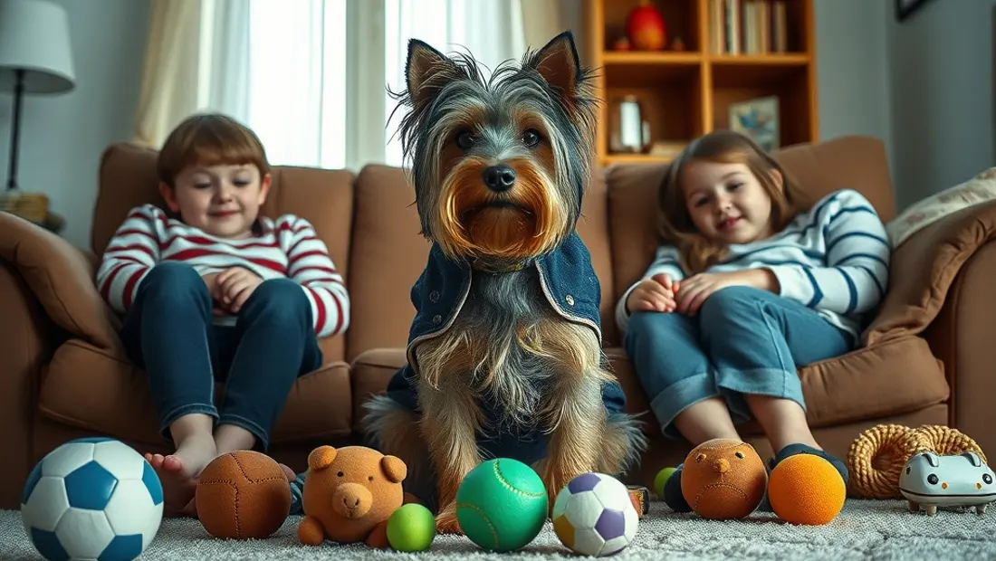 Familia con perro en el sofá