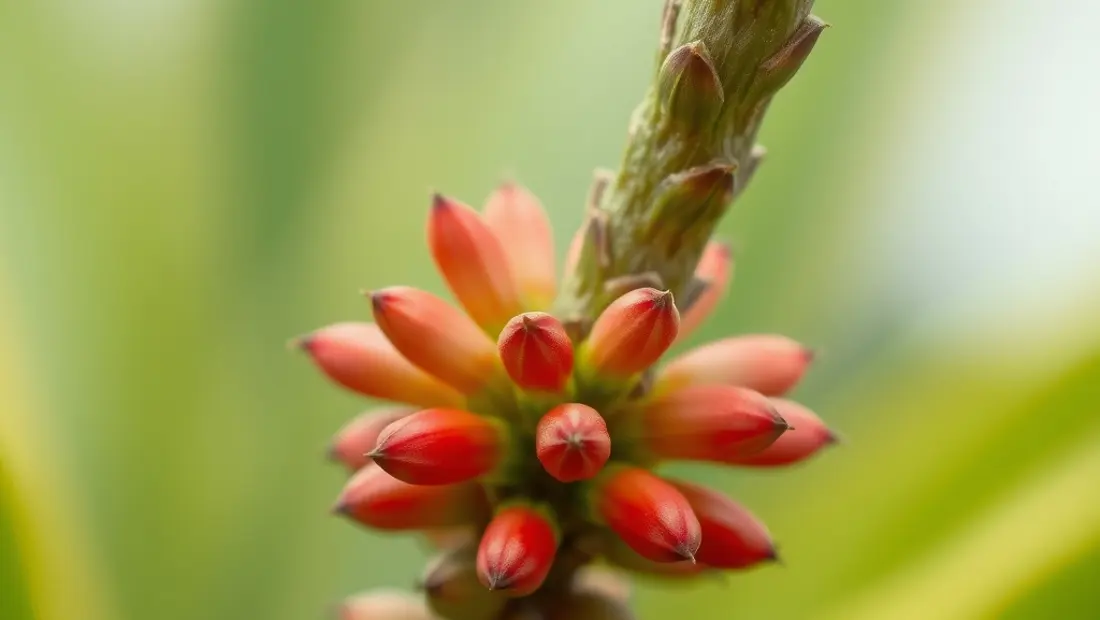 Detalles de la flor de la planta con hojas verdes