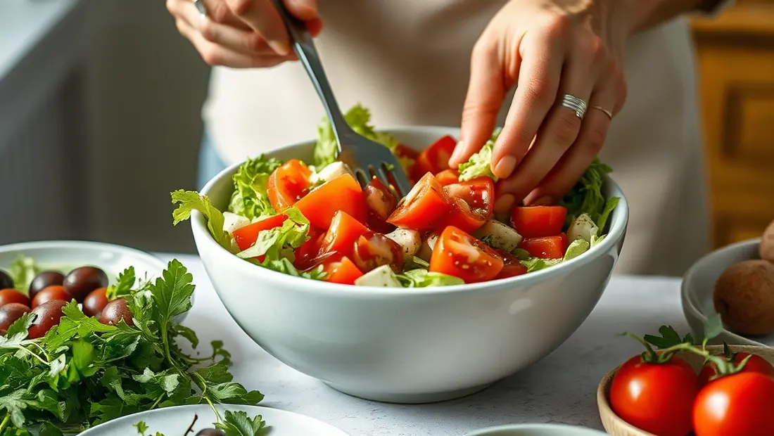 Preparación de una ensalada fresca.