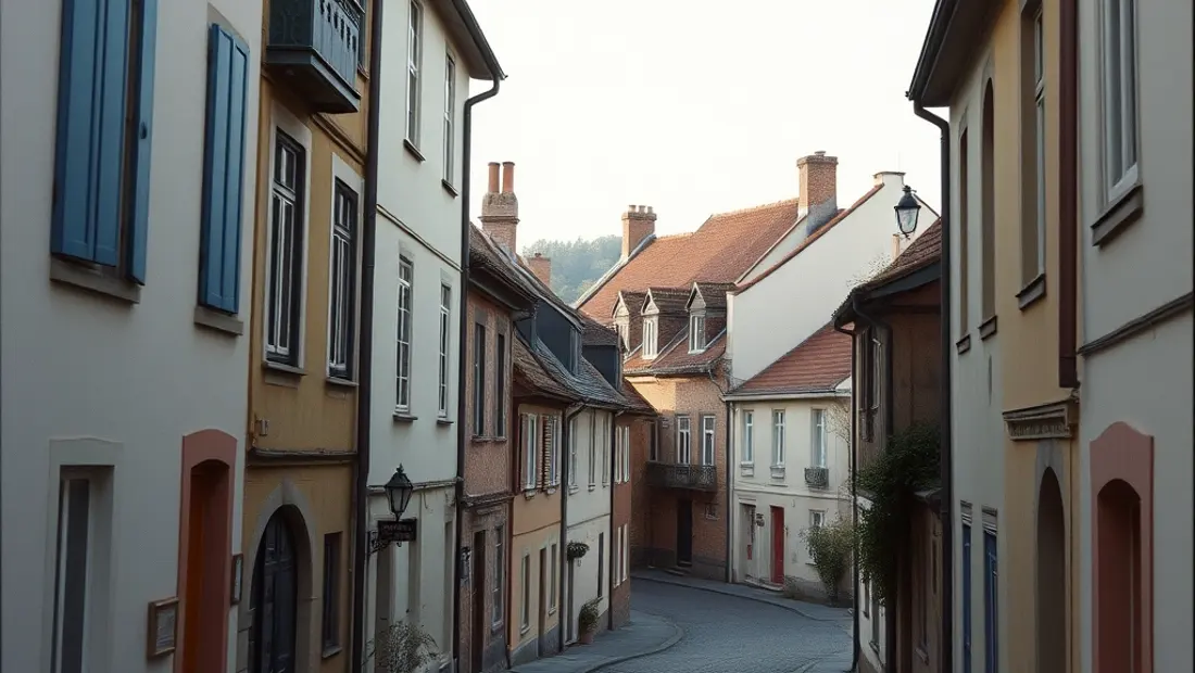 Una ciudad con casas tradicionales y calles empedradas