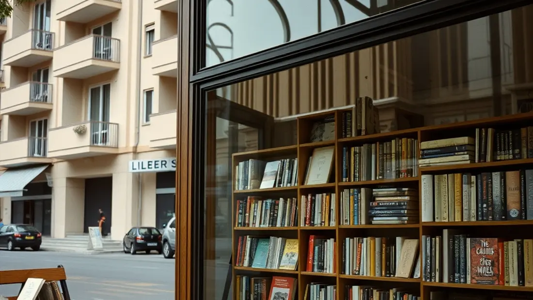 Librería con una vitrina llena de libros