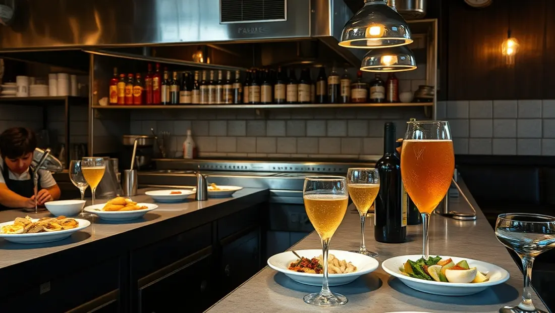 Cuisine de tapas avec plats et boissons.