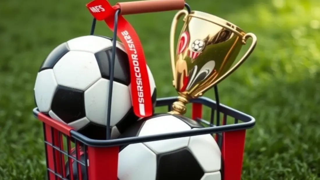 Un panier de fútbol con un balón y un trofeo