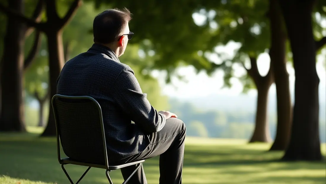 Hombre en un parque contemplativo