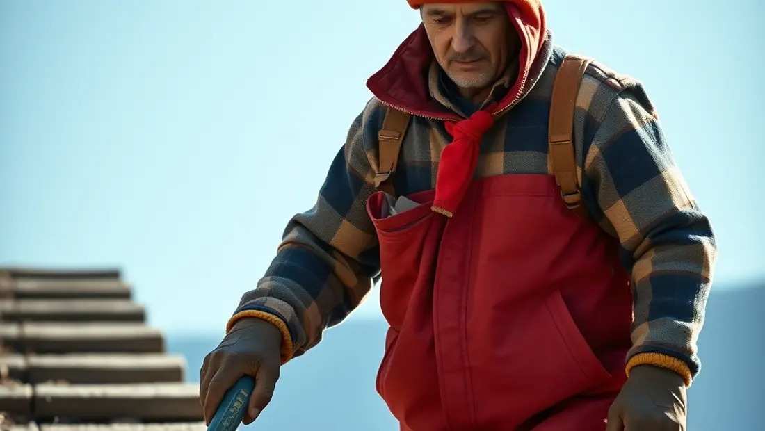 Un trabajador chapandaz realizando labores de terracería con una pala y un herramienta manual