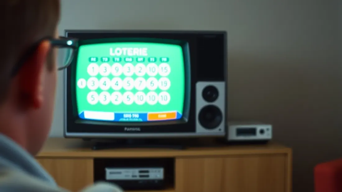 Persona mirando resultados de lotería en pantalla de televisión