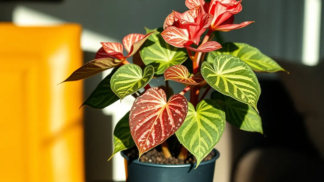 Begonia maculata en un jardín interior