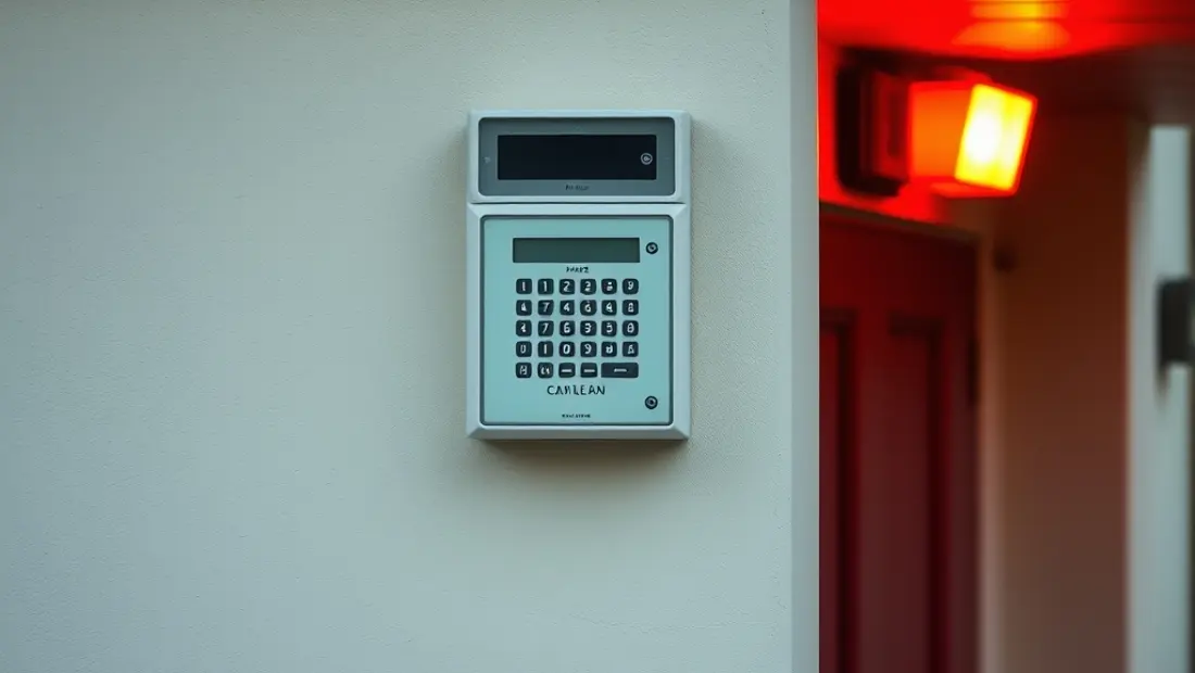 Panel de control de seguridad en una casa.