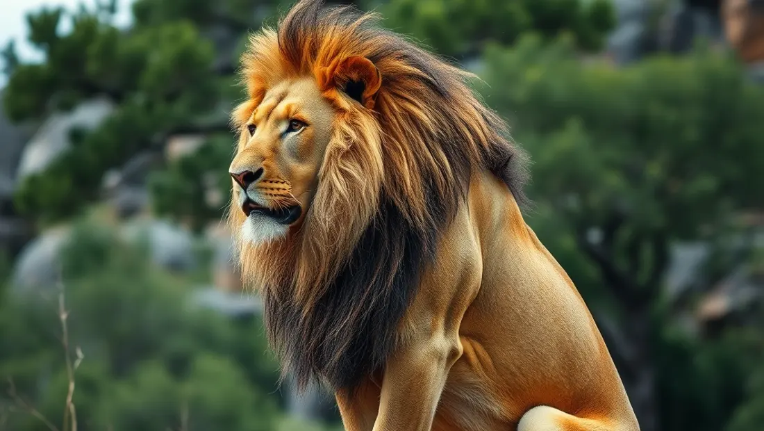 León grande en su hábitat natural.