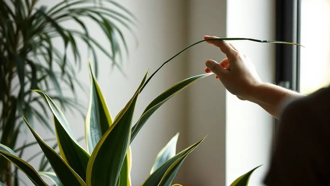 Persona regando una planta de interior en un jardín interior.
