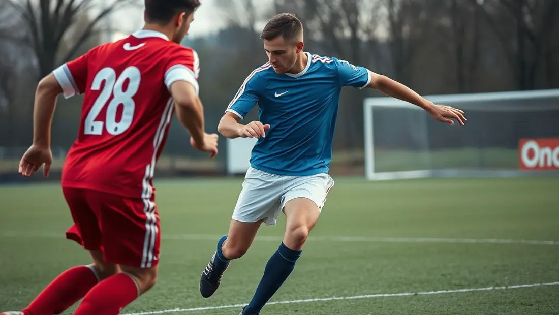 Jugador de fútbol realiza una jugada en un campo de fútbol