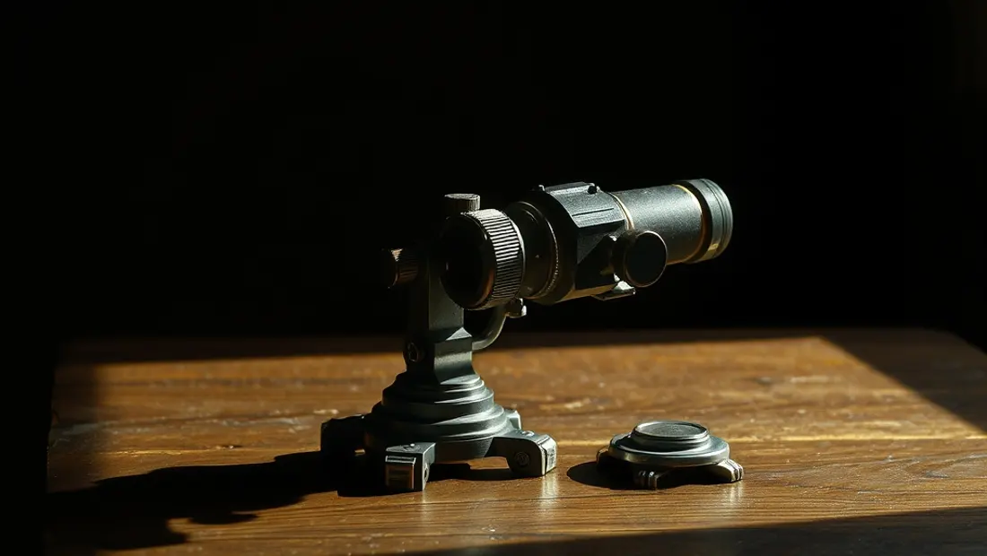Arma de fuego antigua en una mesa de madera oscura