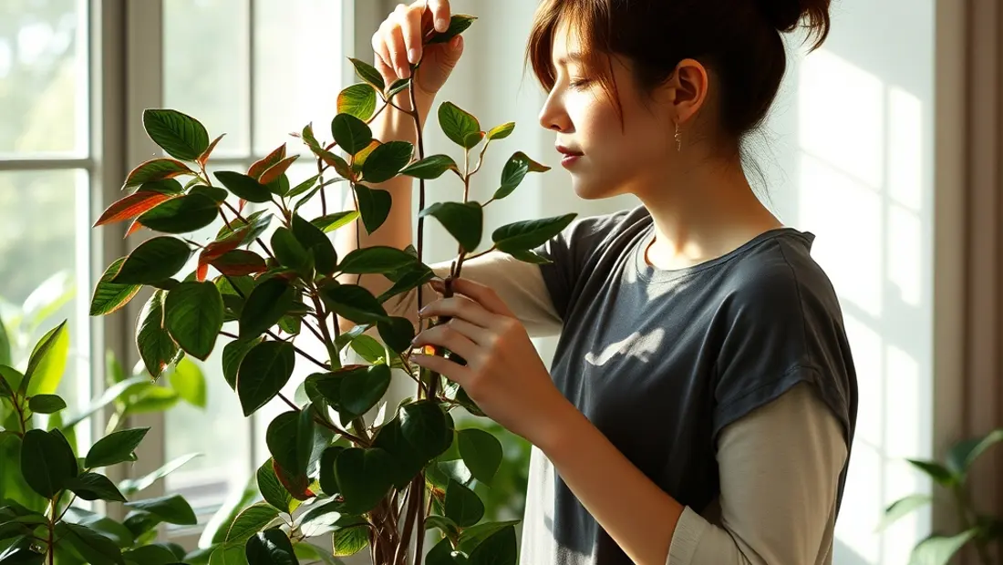 Persona regando la planta en un espacio de vida interior