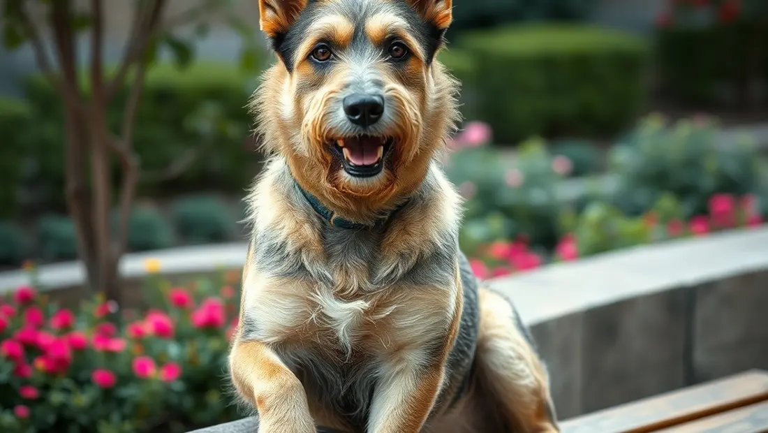 Perro enfermo en un banco de jardín