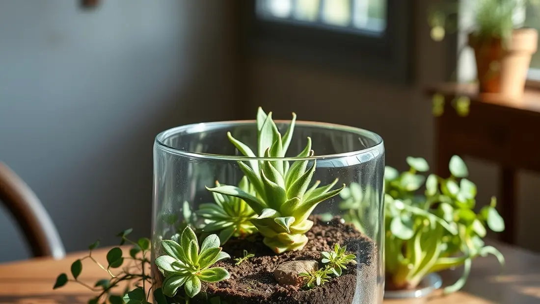 Gusano latigo en terrarium con plantas