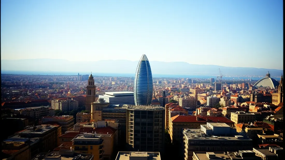 Vista aérea de la ciudad de Barcelona con el hotel Illa al frente