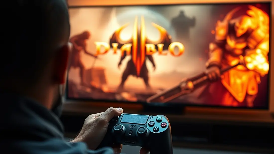 Joueur jouant à Diablo 4 sur PlayStation.