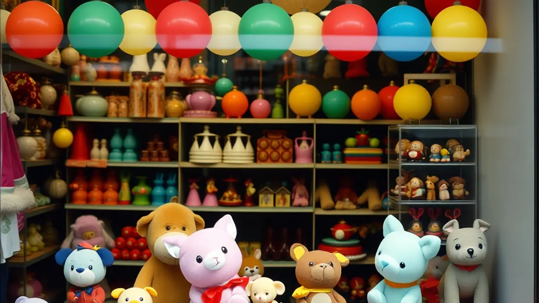 Tienda de juguetes con juguetes y poupées
