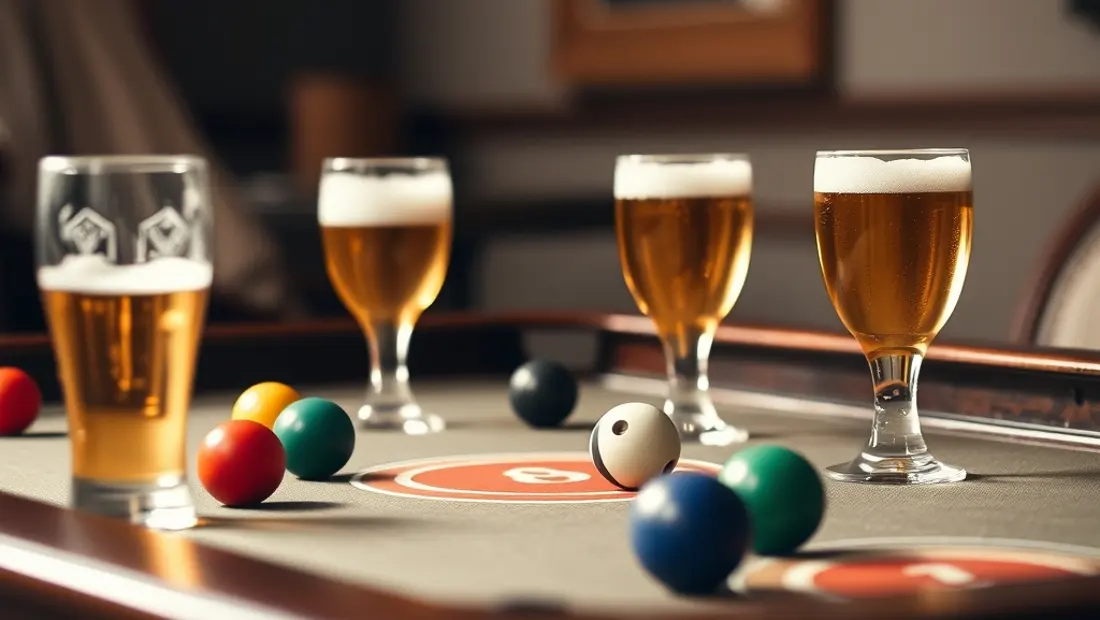 Un juego de bolos en un bar de bolos.