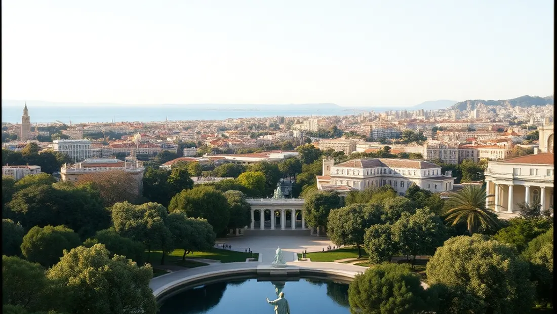 Parque de la Ciutadella con un lago y estatuas