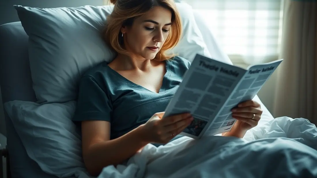 Mujer en un hospital, leyendo sobre sí misma