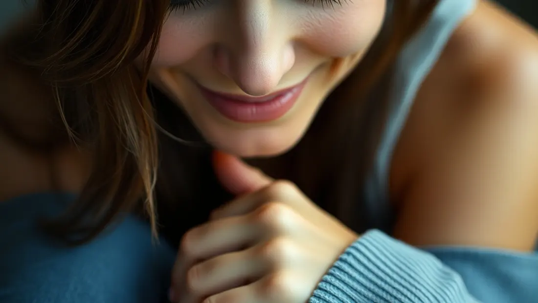 Une femme en méditation avec un sourire paisible