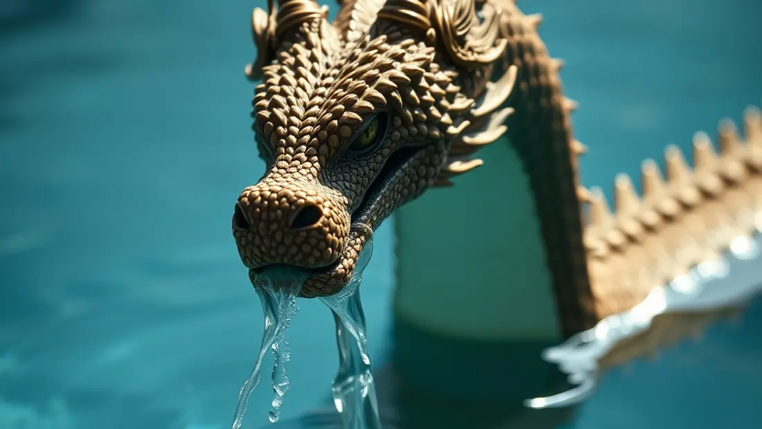 Cabeza de dragón acuático en forma de serpiente.