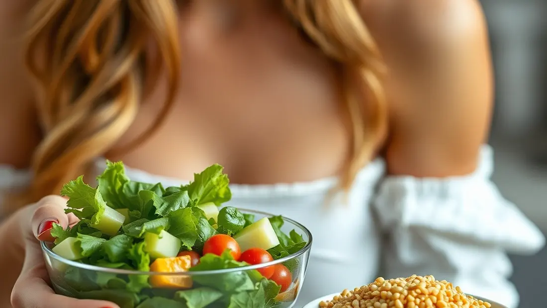 Persona comiendo verduras saludables
