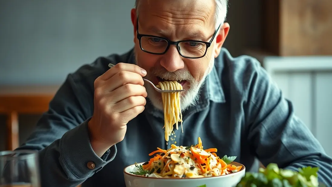 Un hombre come una comida variada y nutritiva