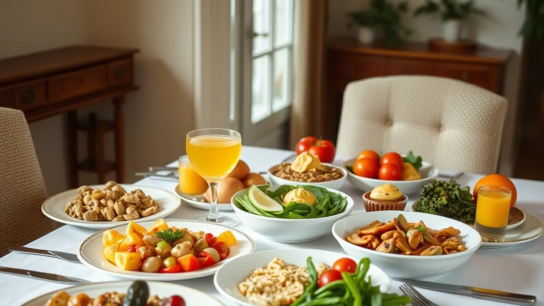 Comida variada en un ambiente acogedor