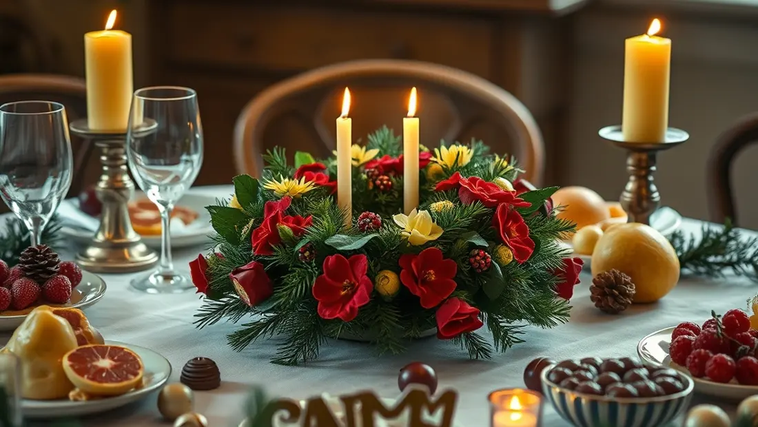 Un roscón de Reyes en table de Noël