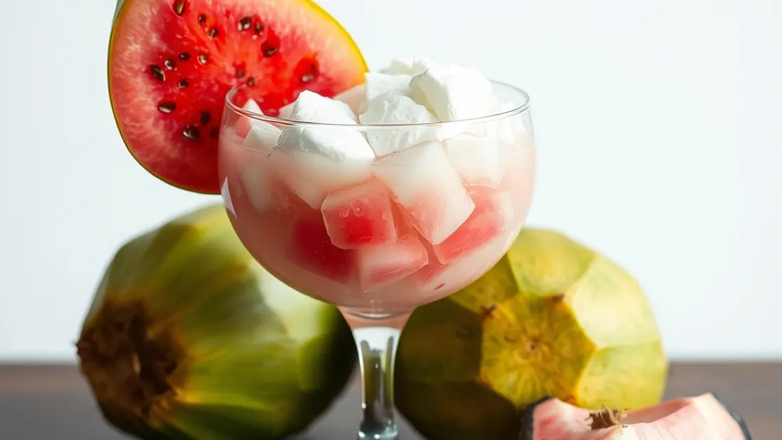 Coupe de palolu palulu paloduz avec fruits et noix de coco.