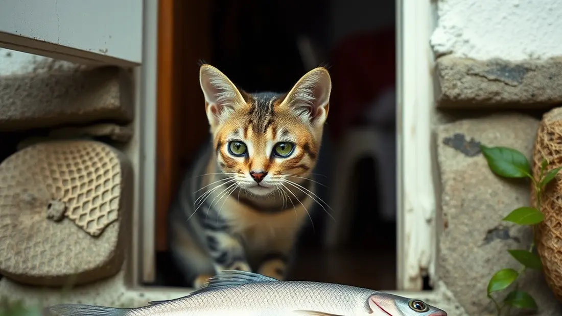 Gatito con parásito en su estómago