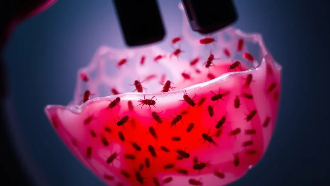 Microscopio mostrando parásitos en la sangre de una persona.