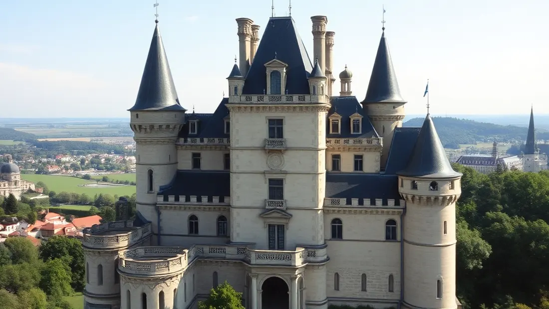 Una vista aérea de la torre del castillo con la corte interior