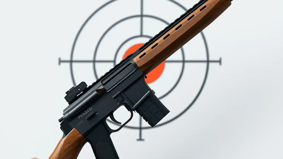 Arma de fuego Perazzi MX8 Trap en un fondo neutro con pantalla de fondo de tiro de la trampa