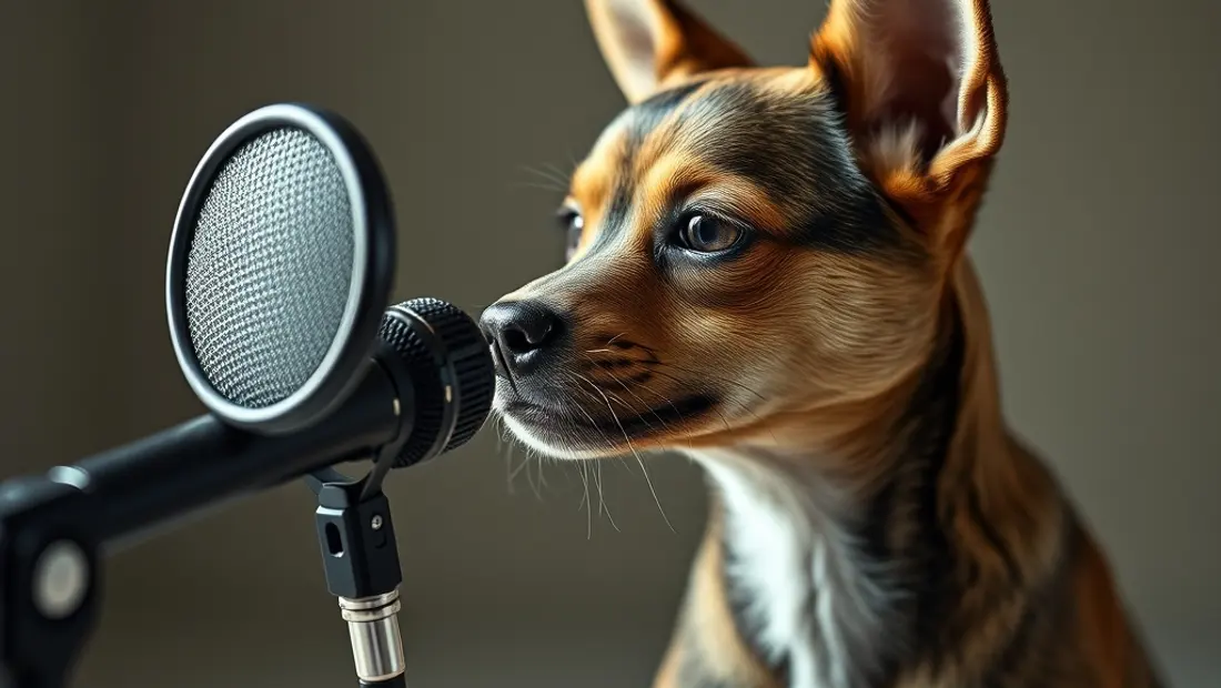 Perro cerca del altavoz