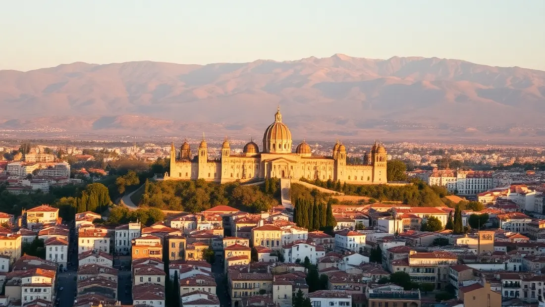 Panorama de Granada con Alhambra al centro y Sierra Nevada al fondo.