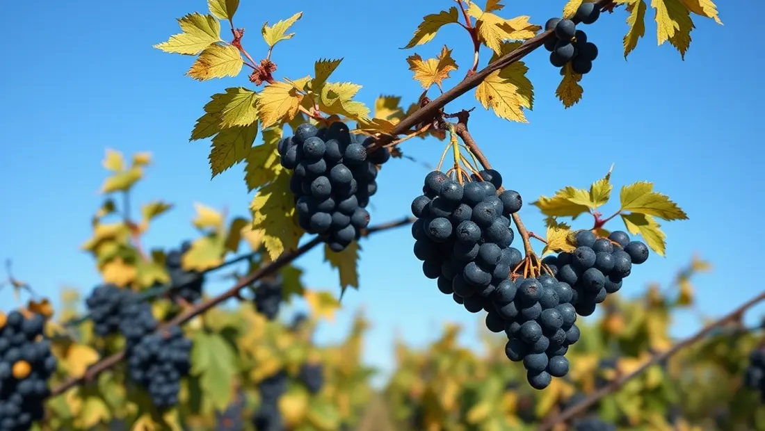 Vine de uvas maduras en otoño.