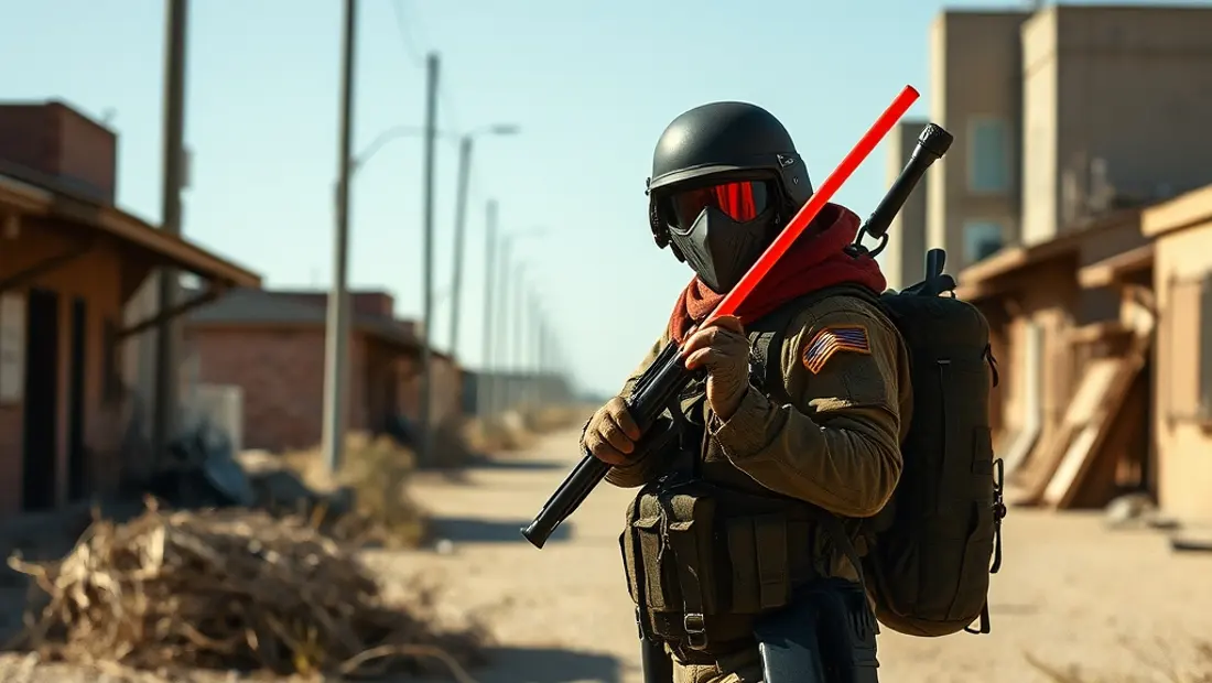 Soldado con un Red MK4 en un lugar abandonado