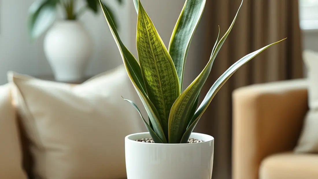 Planta de interior en un vaso blanco