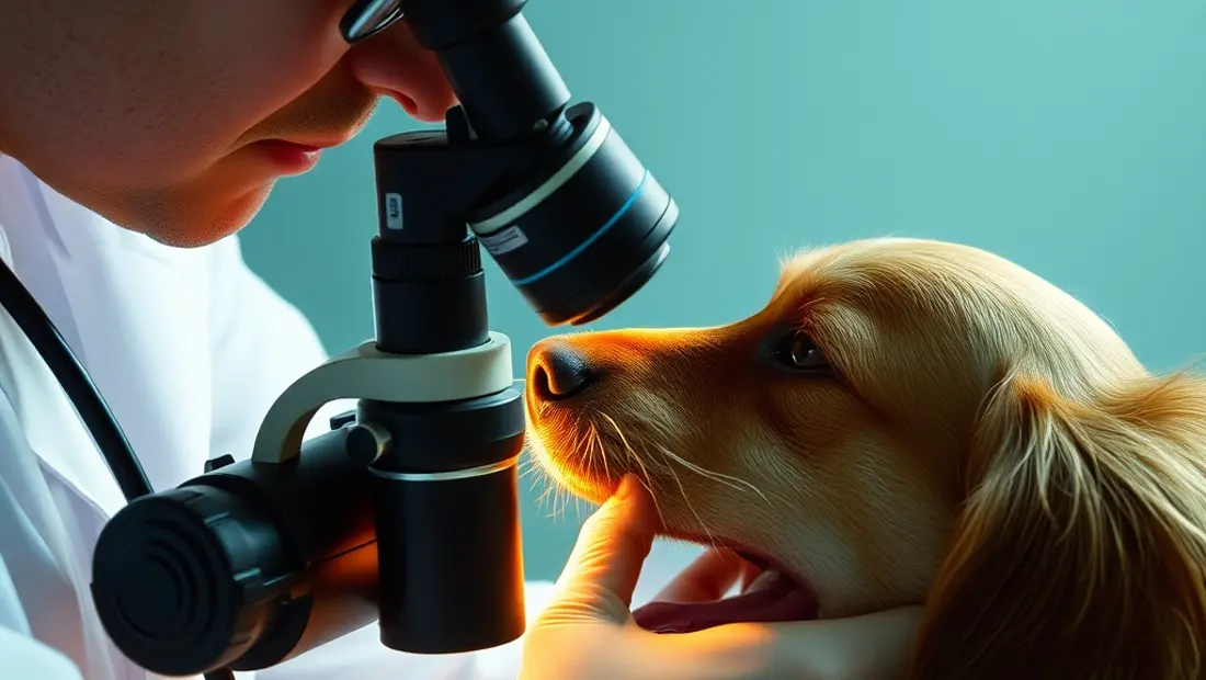 Un vétérinaire examine les selles d'un chien.